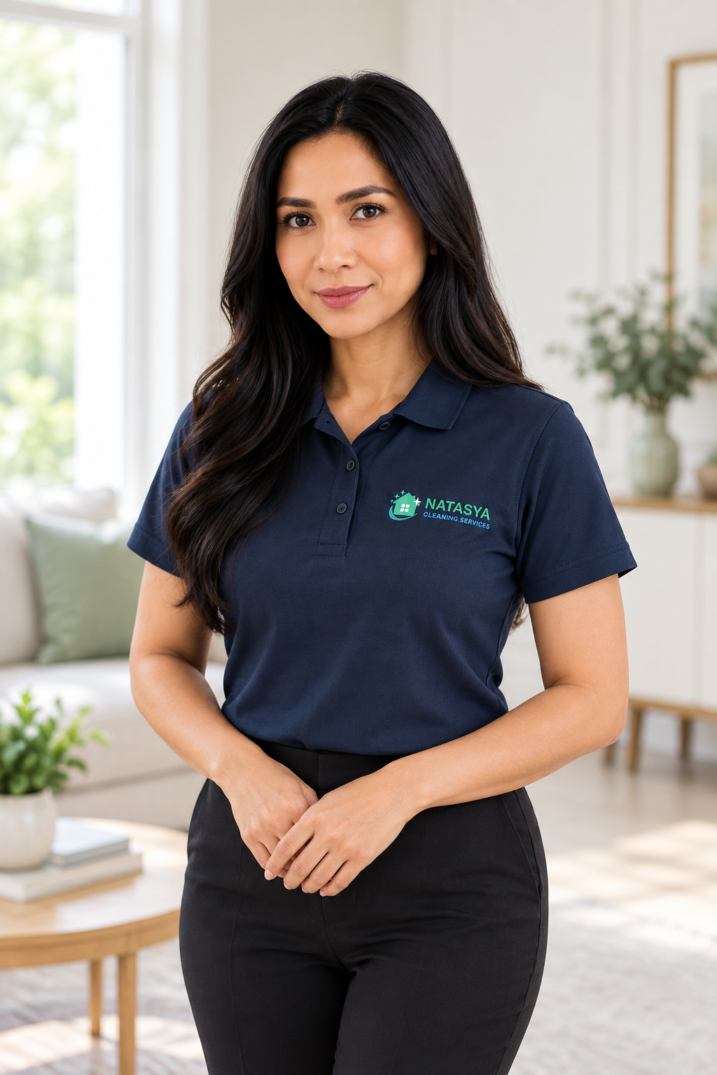 Sue in Natasya Cleaning Services uniform
